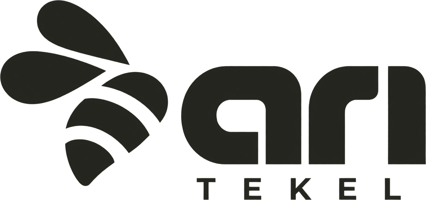 Bal sarısı zemin üzerinde tek renk Arı Tekel logosu