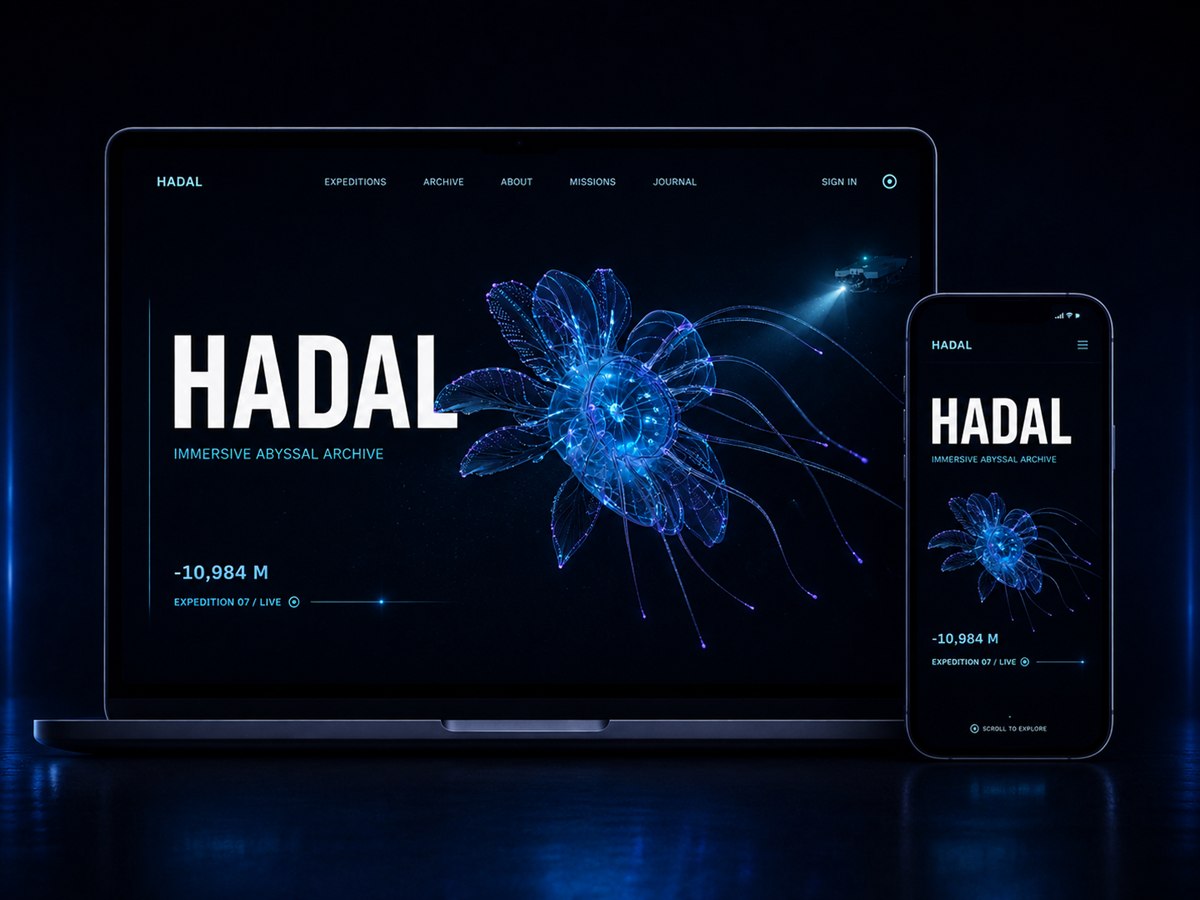 HADAL derin okyanus web deneyimi arayüzü