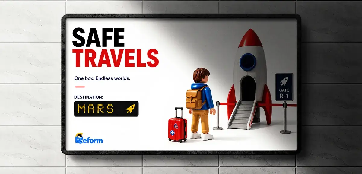 Billboard uygulaması: Safe Travels — One box. Endless worlds.