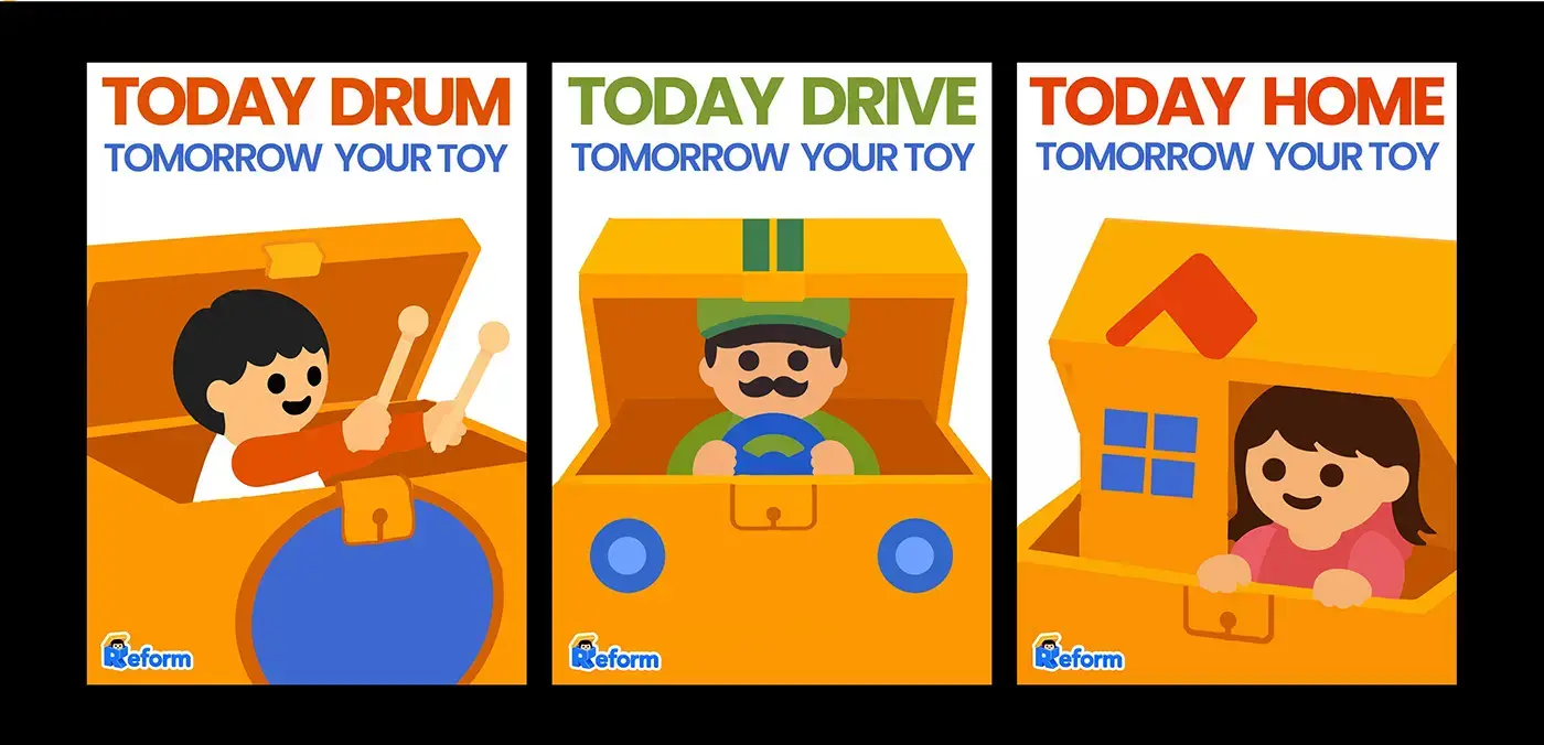 Poster serisi: Today Drum, Today Drive, Today Home — Tomorrow Your Toy